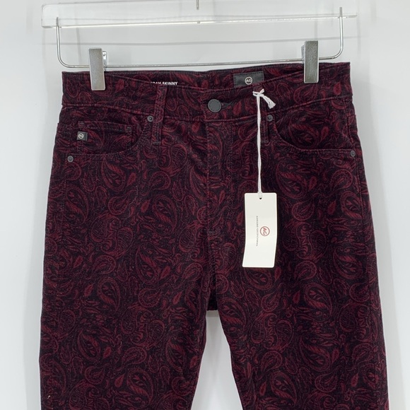 AG Adriano Goldschmied Farrah Skinny velvet corduroy pants jeans paisley new 27 - Picture 2 of 6